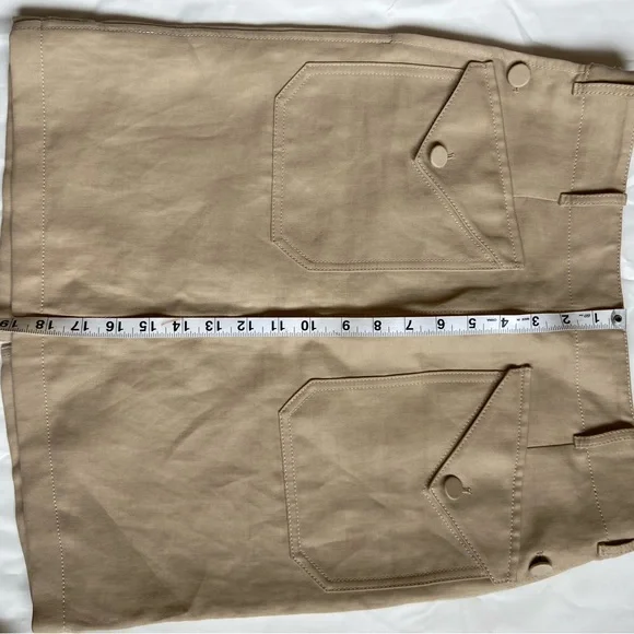 Hermes Womens Two Pocket Button Up Knee Length Pencil Skirt Beige Size 38 - Picture 3 of 12